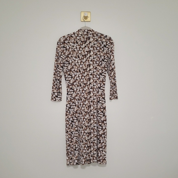 Y2k Retro Bodycon Midi Dress Medium Brown Tan Cowl Neck 3/4 Sleeve Office Career - Picture 5 of 12